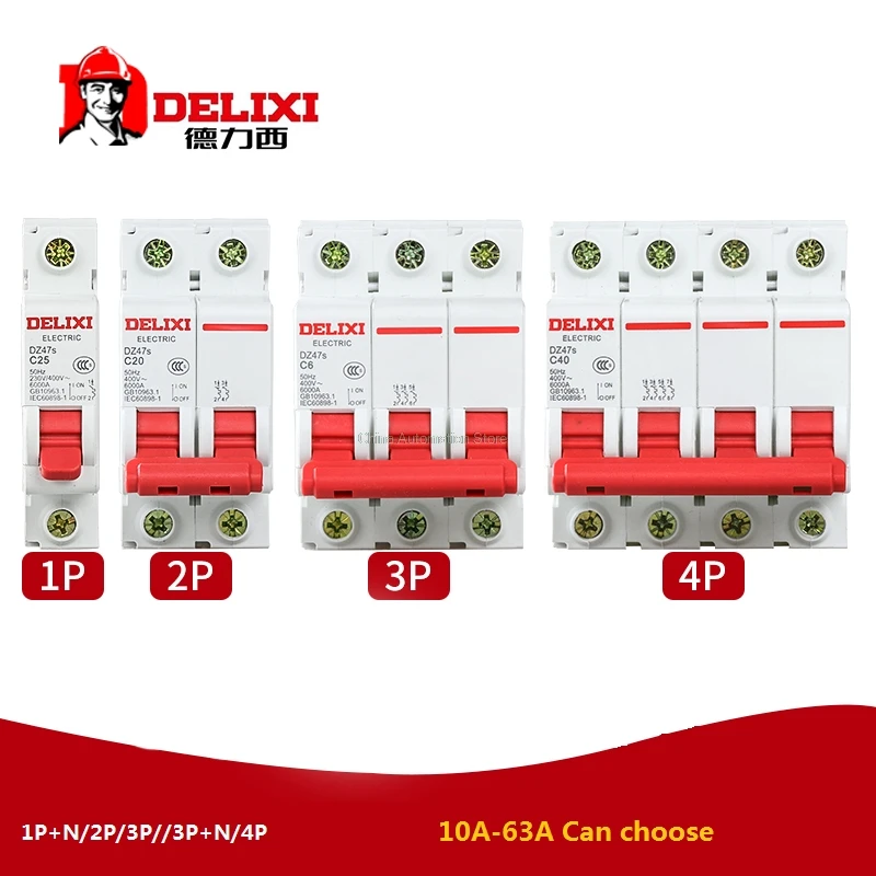 Miniature Circuit Breaker DZ47S DELIXI MCB 1Pole 2Pole 3Pole 4Pole "C" Curvers 1A-63A
Miniature Circuit Breaker DZ47S DELIXI MCB 1Pole 2Pole 3Pole 4Pole "C" Curvers 1A-63A