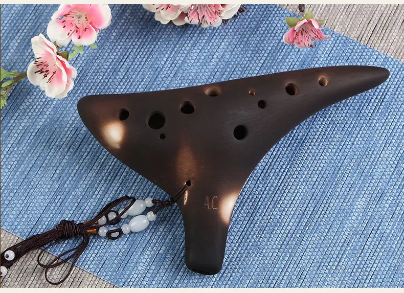 

12 Hole Ocarina Zelda Alto C/Soprano C F G Flute Ceramic Ocarina instrumentos musicales flauta profissional Smoked burn 12 holes