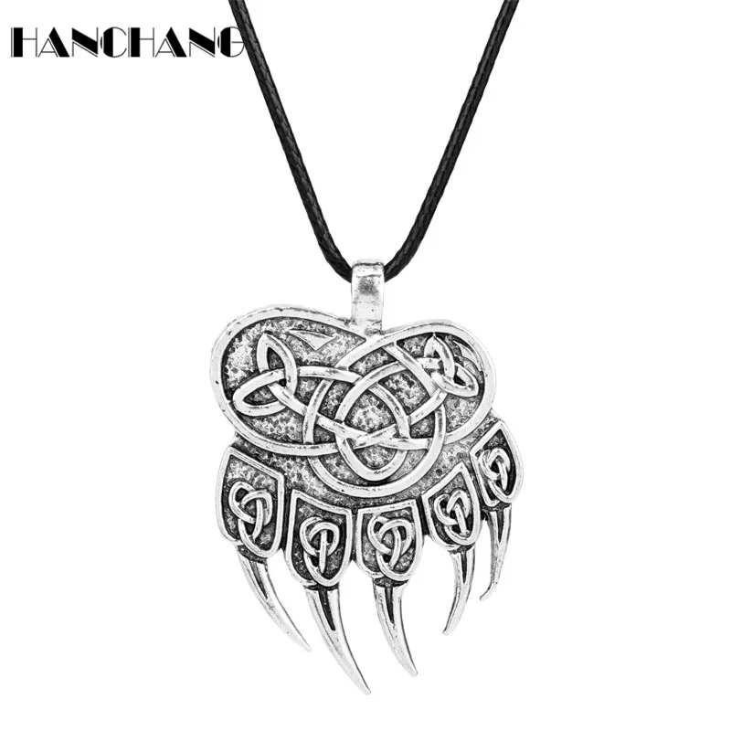 Steampunk Viking Jewelry Slavic God Symbol Warding Veles Amulet Bear Paw with Irish knot Strip Necklace for Women Men Charms
Steampunk Viking Jewelry Slavic God Symbol Warding Veles Amulet Bear Paw with Irish knot Strip Necklace for Women Men Charms
