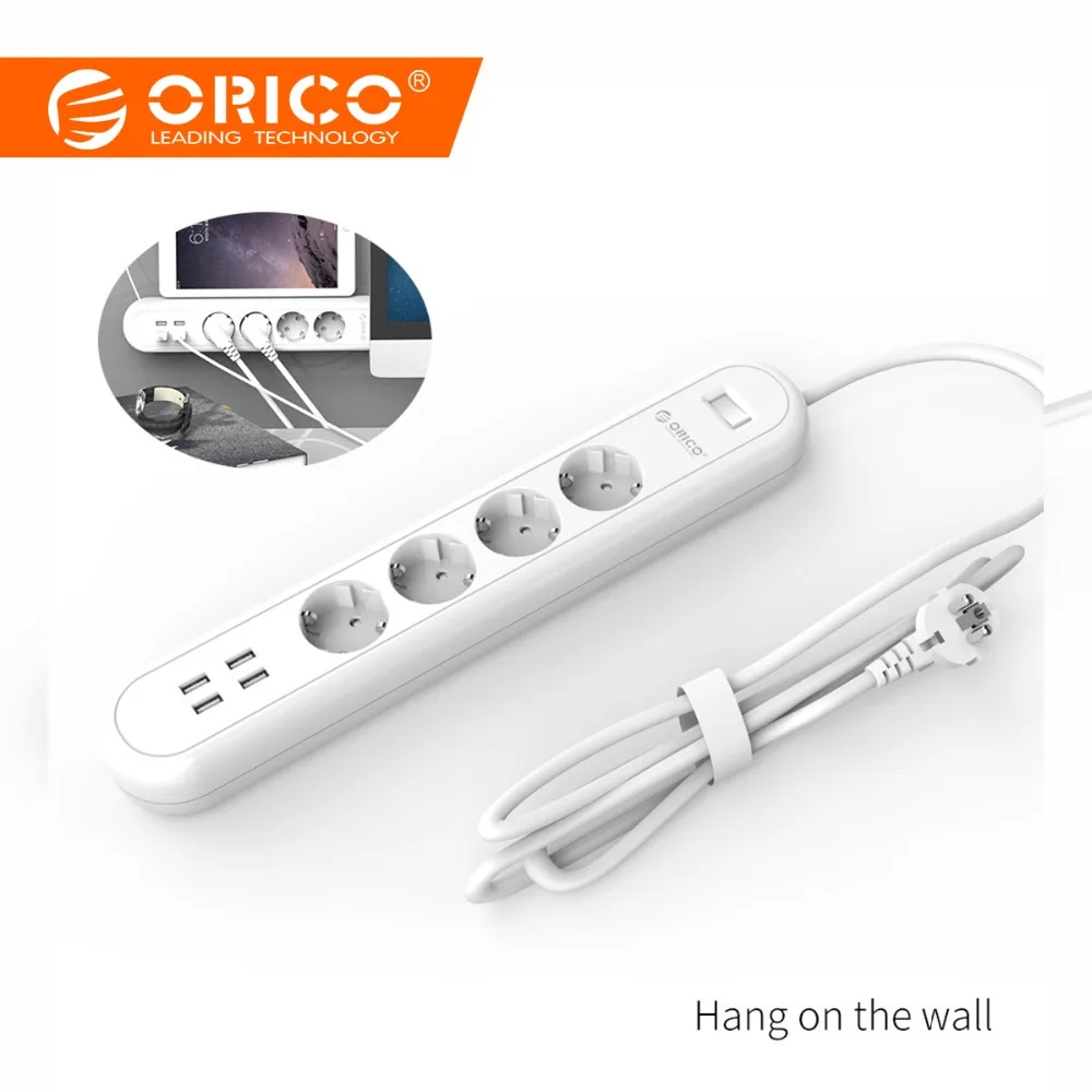 ORICO Smart USB Power Strip Socket EU Plug Overload Switch Surge Protector 4 Outlet with USB Charger 4 Ports-1.5M Power Cord
ORICO Smart USB Power Strip Socket EU Plug Overload Switch Surge Protector 4 Outlet with USB Charger 4 Ports-1.5M Power Cord