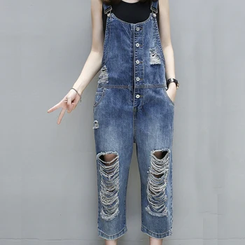 New 2018 Fashion Women Hole Overall Jeans Jumpsuit Suspender Loose Ripped Overalls Jeans For Women Buckled Ankle-Length Overalls
New 2018 Fashion Women Hole Overall Jeans Jumpsuit Suspender Loose Ripped Overalls Jeans For Women Buckled Ankle-Length Overalls