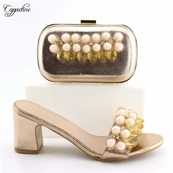 Elegan champagne color lady high heel shoes with purse bag sets nice matching for evening dress 56896-2, heel height 7.5cm
Elegan champagne color lady high heel shoes with purse bag sets nice matching for evening dress 56896-2, heel height 7.5cm