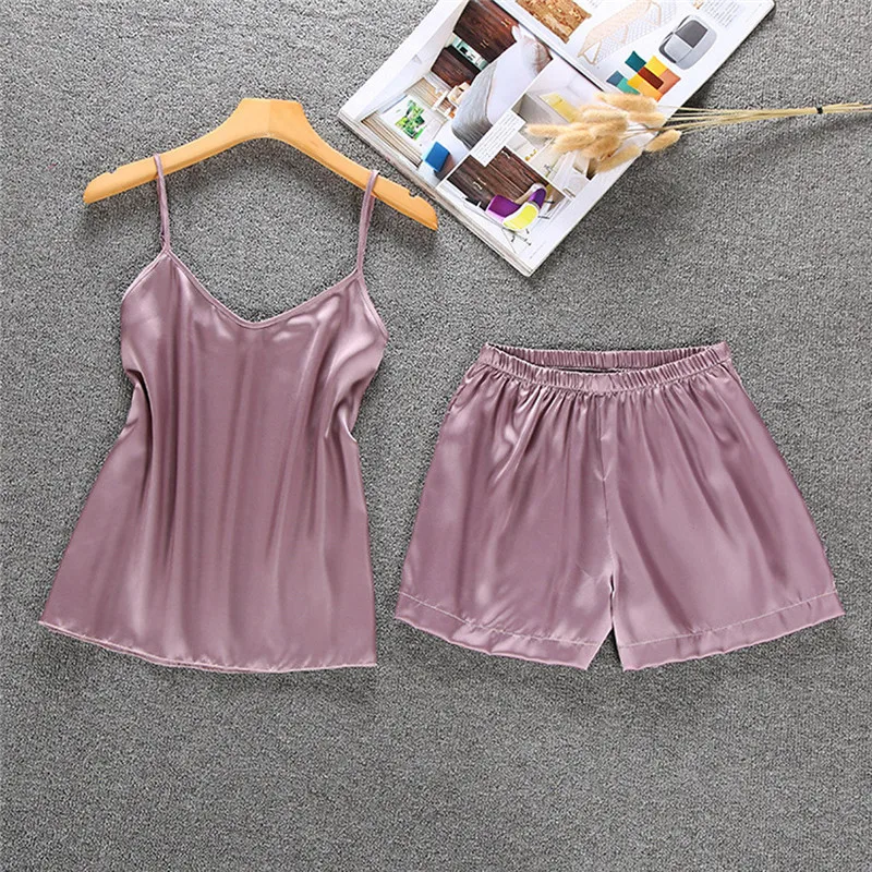 

Women Sexy Satin Fashion Solid Sling Sleepwear Lingerie Underwear Nightwear Set Women Plus Size Fun Skirt Satin Lace A1$