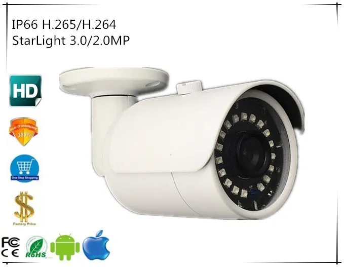 Sony IMX291+3516E/C IP Bullet Camera StarLight 3.0/2.0MP IP66 Waterproof 1080P H.265 Onvif Intelligent Analys IRC Audio PoE
Sony IMX291+3516E/C IP Bullet Camera StarLight 3.0/2.0MP IP66 Waterproof 1080P H.265 Onvif Intelligent Analys IRC Audio PoE
