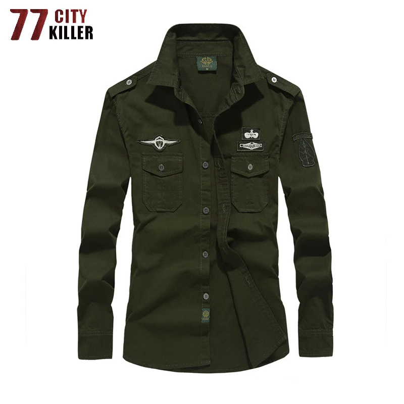 100% Cotton Military Shirts Men High Quality Army Green Long Sleeve Solid Badge Chemise Homme Fitness Tactical shirt Size M-6XL
100% Cotton Military Shirts Men High Quality Army Green Long Sleeve Solid Badge Chemise Homme Fitness Tactical shirt Size M-6XL