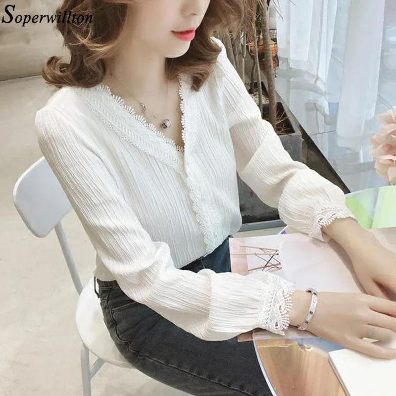 Women Blouse Femininas Long Sleeve Lace Shirt Office White Lady Tops Female Elegant 2019 Spring Autumn Blusas Solid Fashion C44
Women Blouse Femininas Long Sleeve Lace Shirt Office White Lady Tops Female Elegant 2019 Spring Autumn Blusas Solid Fashion C44