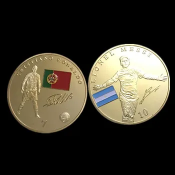 2 pcs A world cup football star badge Messi and Ronaldo sport 24K real gold plated soccer player 40 mm souvenir decoratio coin
2 pcs A world cup football star badge Messi and Ronaldo sport 24K real gold plated soccer player 40 mm souvenir decoratio coin
