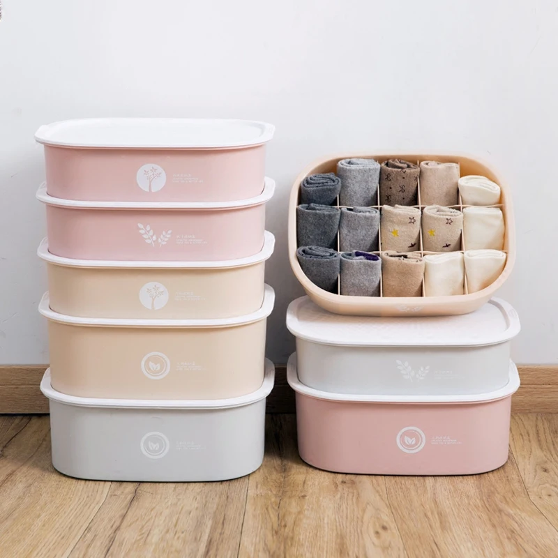 Separated underwear storage box home socks rack cover panties storage plastic bra sorting box
Separated underwear storage box home socks rack cover panties storage plastic bra sorting box