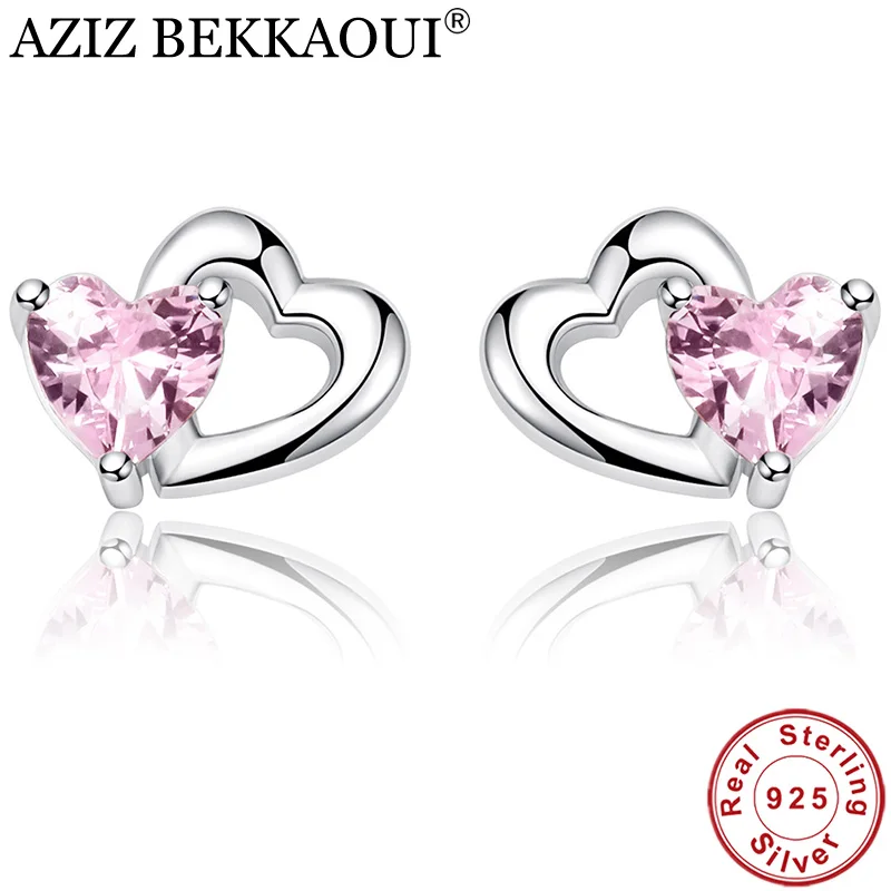 AZIZ BEKKAOUI Authentic Fashion 925 Sterling Silver Pink CZ Heart to Heart Stud Earrings for Women Sterling Silver Jewelry
AZIZ BEKKAOUI Authentic Fashion 925 Sterling Silver Pink CZ Heart to Heart Stud Earrings for Women Sterling Silver Jewelry
