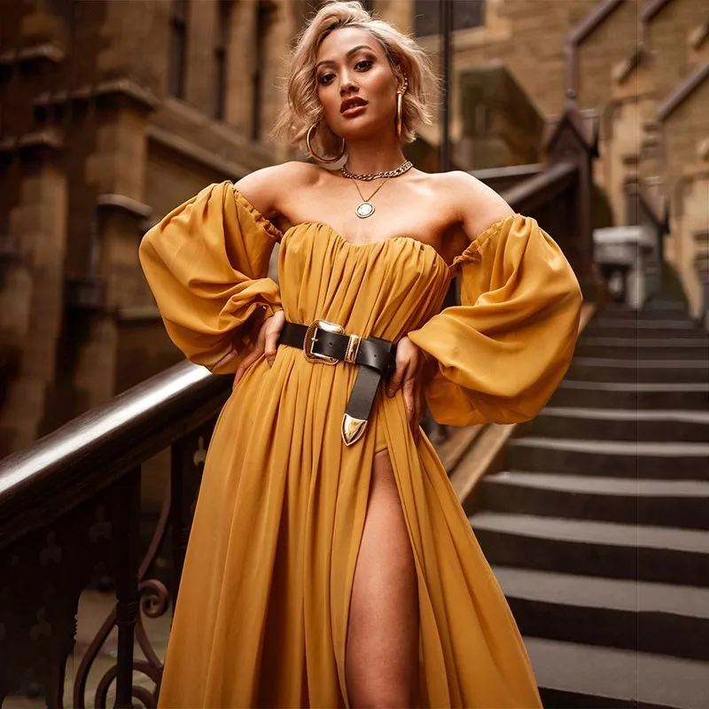 Fuedage Women Chiffon Maxi Long Dress Summer Strapless Sexy Draped Dress 2018 Elagant Boho Off Shoulder Split Party Dress
Fuedage Women Chiffon Maxi Long Dress Summer Strapless Sexy Draped Dress 2018 Elagant Boho Off Shoulder Split Party Dress