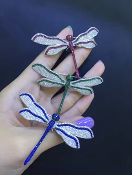 925 sterling silver with cubic zircon dragonfly brooch pins blue red green color top quality fine women jewelry 
925 sterling silver with cubic zircon dragonfly brooch pins blue red green color top quality fine women jewelry