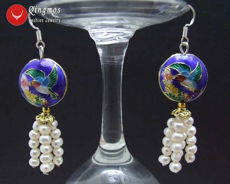 Qingmos Natural 4-5mm White Pearl Earrings for Women with Cloisonne Coin Beads & Blue Cloisonne Hummer Dangle 2.5'' Earring e522
Qingmos Natural 4-5mm White Pearl Earrings for Women with Cloisonne Coin Beads & Blue Cloisonne Hummer Dangle 2.5'' Earring e522