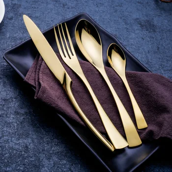 24 Pieces Shiny Gold Dinnerware Cutlery Set 18/10 Stainless Steel Sharp Dinner Knives Forks Scoops Tableware Set
24 Pieces Shiny Gold Dinnerware Cutlery Set 18/10 Stainless Steel Sharp Dinner Knives Forks Scoops Tableware Set