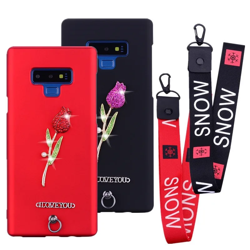 Bling rose Lanyard Shockproof full case for Samsung Galaxy note 8 9 3 4 5 A6 A8 J1 J4 J6 Plus J3 J8 J7 J2 pro 2018 Glitter cases |