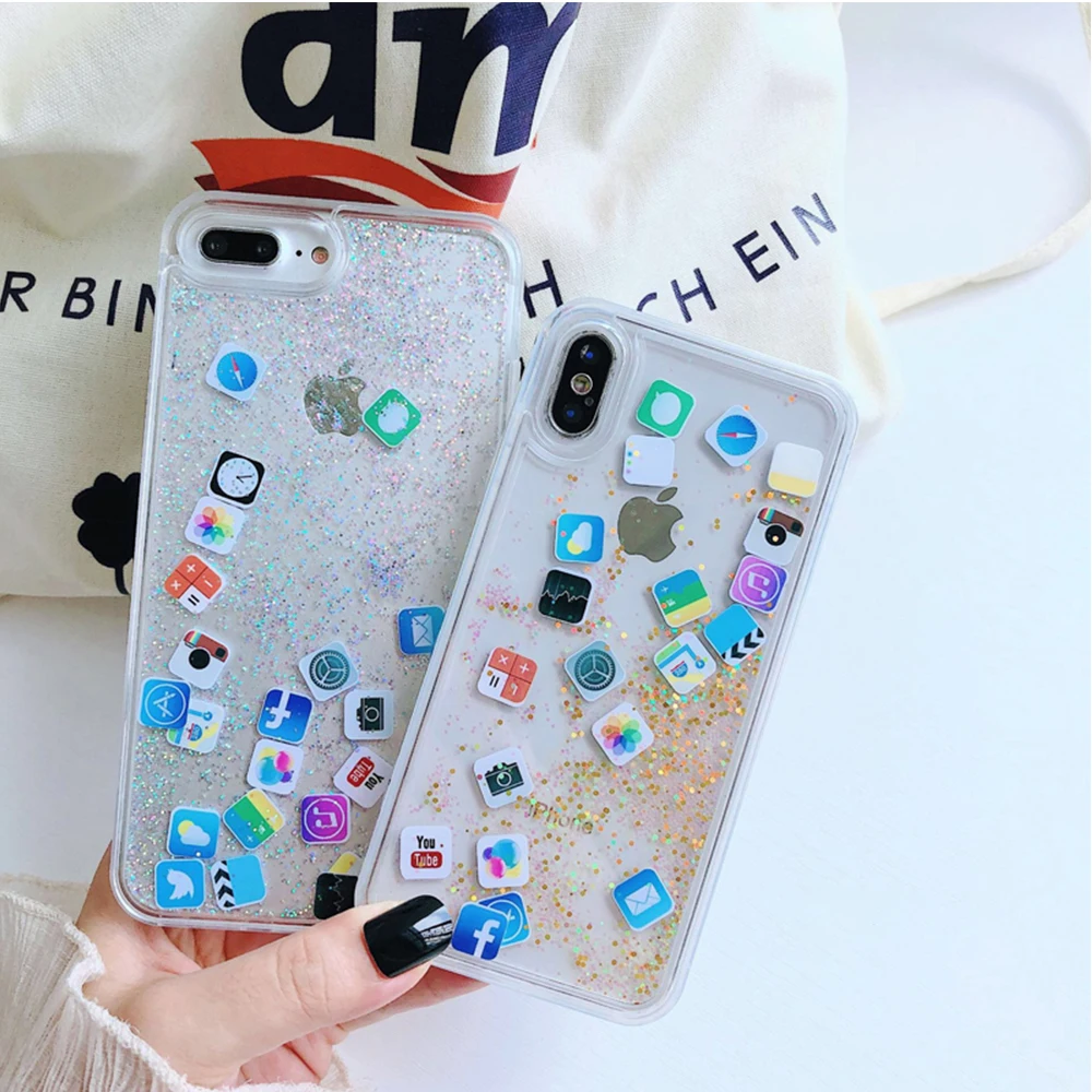 Dynamic Liquid Quicksand Cover For iPhone 7 6 6s 7 Plus Mobile Apps Icon Pattern Case For iPhone XS Max 8 Plus XR Glitte Fundas
Dynamic Liquid Quicksand Cover For iPhone 7 6 6s 7 Plus Mobile Apps Icon Pattern Case For iPhone XS Max 8 Plus XR Glitte Fundas
