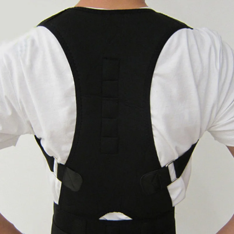 Image Adjustable Magnet Posture Corrector Male Corset Back Belt Straightener Band Brace Shoulder Corretor De Postura Suporte Belt
