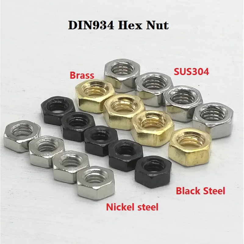 50Pcs DIN934 4 kinds M1 M1.2 M1.4 M2 M2.5 M3 M4/5/6/8/10 Stainless steel steel with nickel black brass Hex Nut Hexagon Hex Nuts
50Pcs DIN934 4 kinds M1 M1.2 M1.4 M2 M2.5 M3 M4/5/6/8/10 Stainless steel steel with nickel black brass Hex Nut Hexagon Hex Nuts