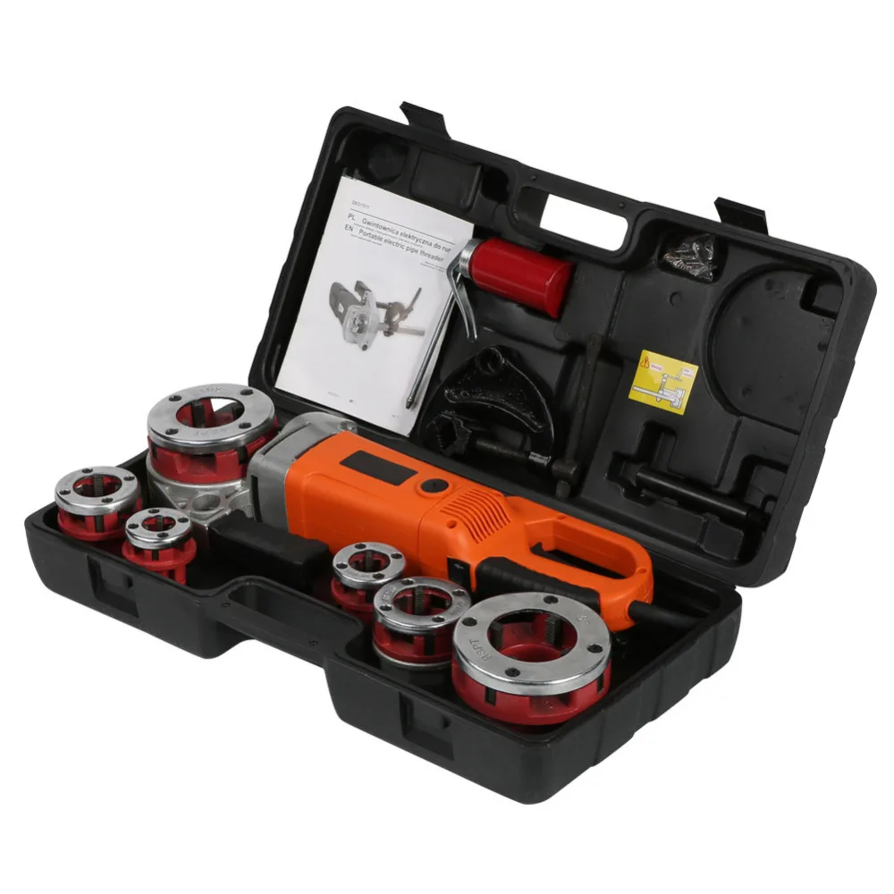 Portable Handheld Electric Pipe Threader Threading Machine With 6 Dies industrial Pipe Threading Machine Power Tools
Portable Handheld Electric Pipe Threader Threading Machine With 6 Dies industrial Pipe Threading Machine Power Tools