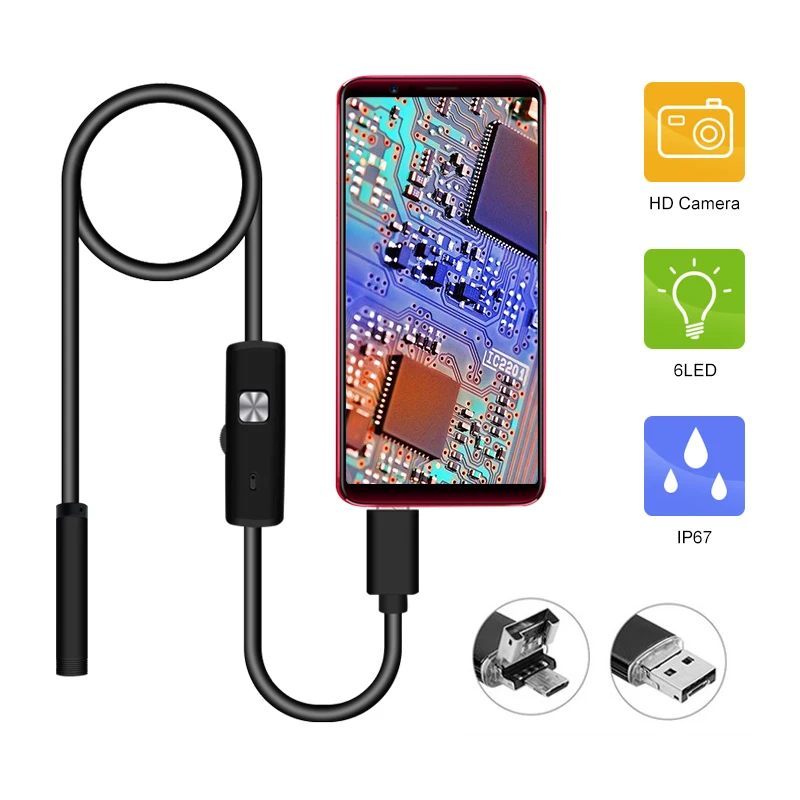 1m 2m 7MM Lens 2 IN 1 Android/PC 720P HD Endoscope Tube Waterproof Snake Borescope USB Inspection Mini Camera With 6 LED
1m 2m 7MM Lens 2 IN 1 Android/PC 720P HD Endoscope Tube Waterproof Snake Borescope USB Inspection Mini Camera With 6 LED