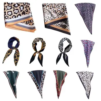 Women Leopard Geometric Printed Diamond Bandana Neck Scarf Polyester Silk Kerchief Elegant 
Women Leopard Geometric Printed Diamond Bandana Neck Scarf Polyester Silk Kerchief Elegant