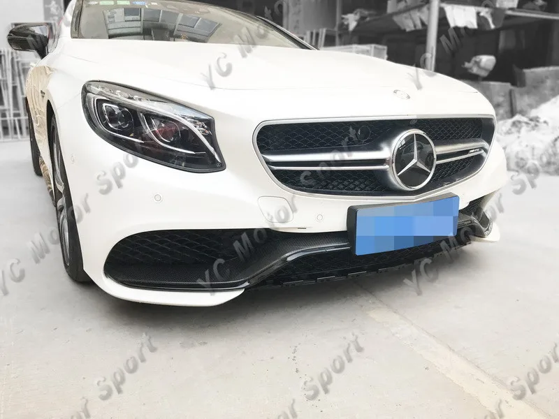 2015-2017 Mercedes Benz C217 S63 Coupe OEM Style Front Bumper Center Upper Lip Addon 4 PCS CF (50)