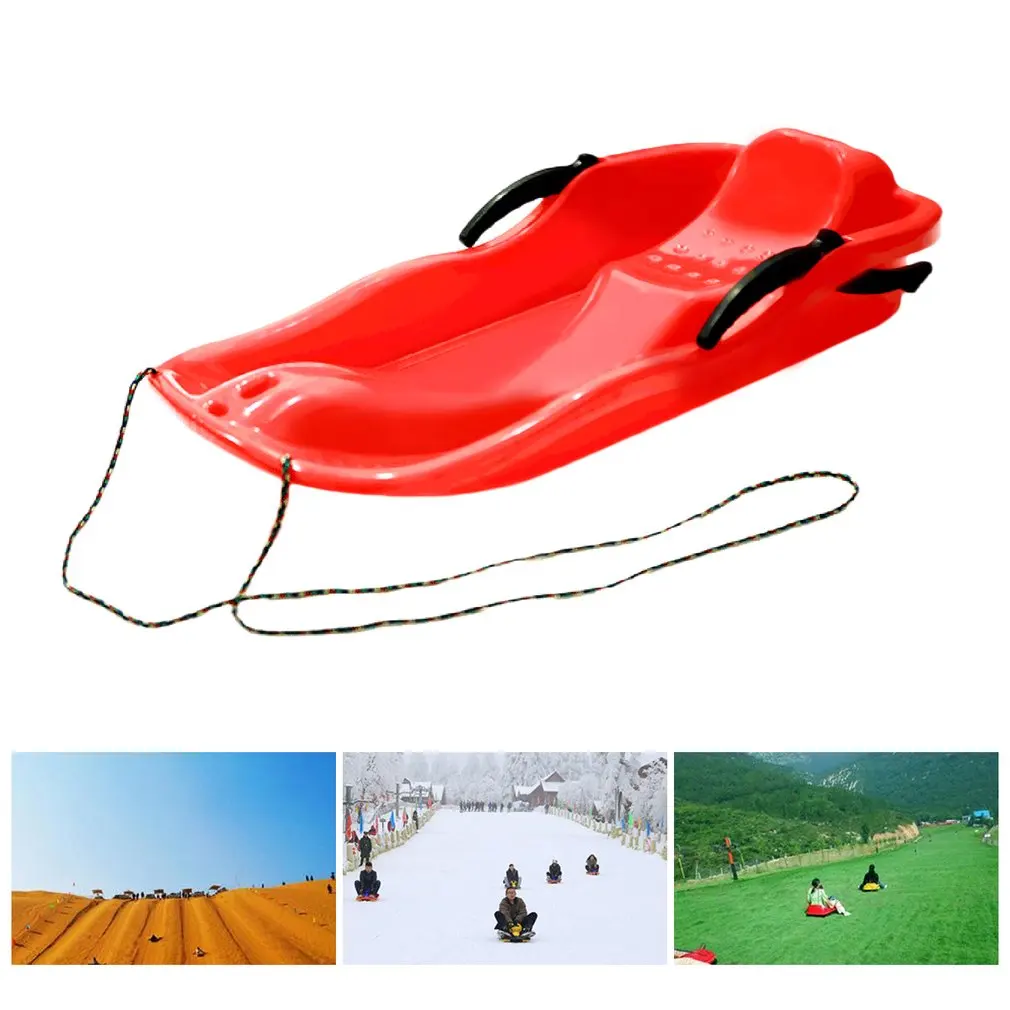 Red L&6 Adult Kids Thicken Skiing Board Luge Ski Pad Snow Sand Sledge Sled 