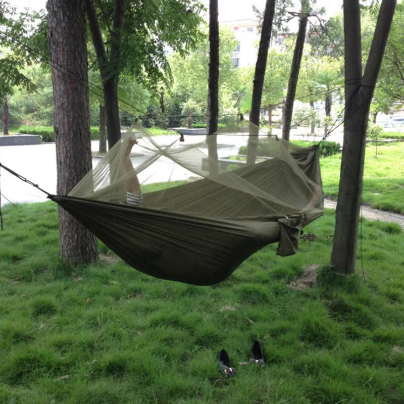 New nylon mosquito net hammock 1-2 Person Portable travel anti-mosquito parachute cloth swing army green double hammock outdoor
New nylon mosquito net hammock 1-2 Person Portable travel anti-mosquito parachute cloth swing army green double hammock outdoor
