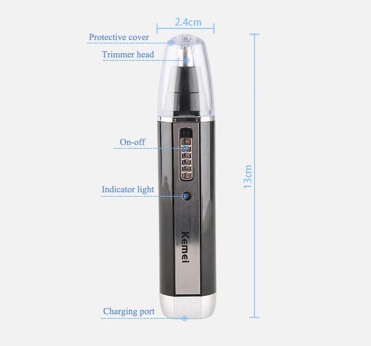 kemei 3 in 1 rechargeable nose trimmer electric women face care shaving trimmer for nose & ear men's ear nose hair cutter 1