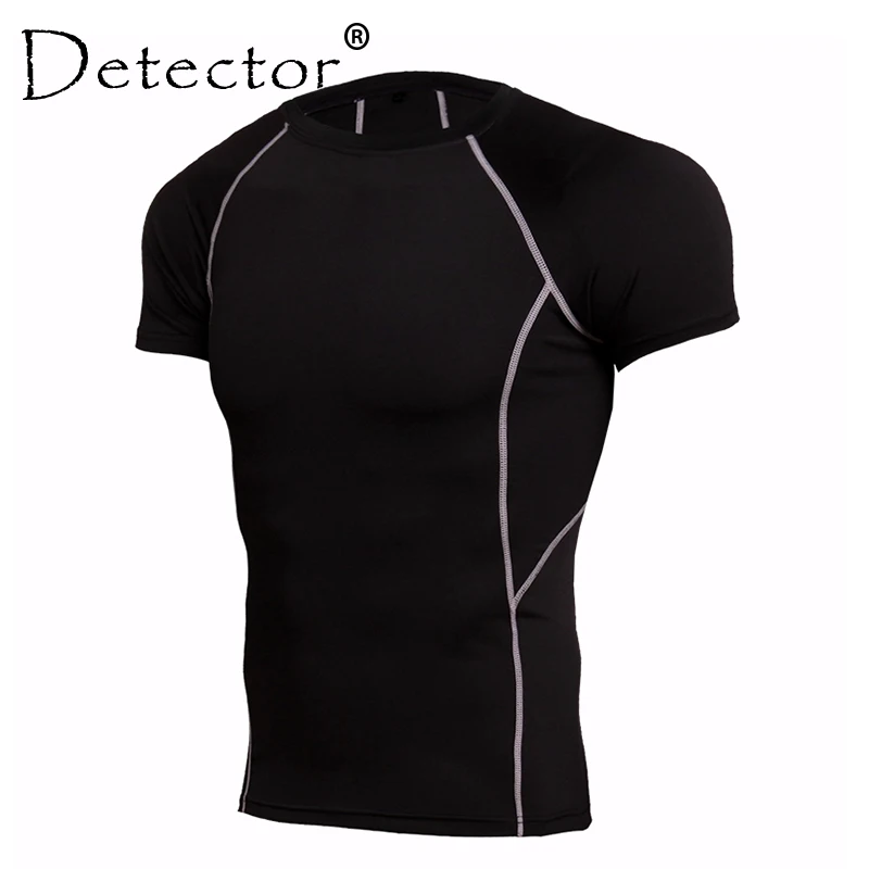 

Detector Man Sport Fitness Bodybuilding Gym Shirt Men's Running T-shirt Compression Tights Crossfit Under Tee Tops Sportwear