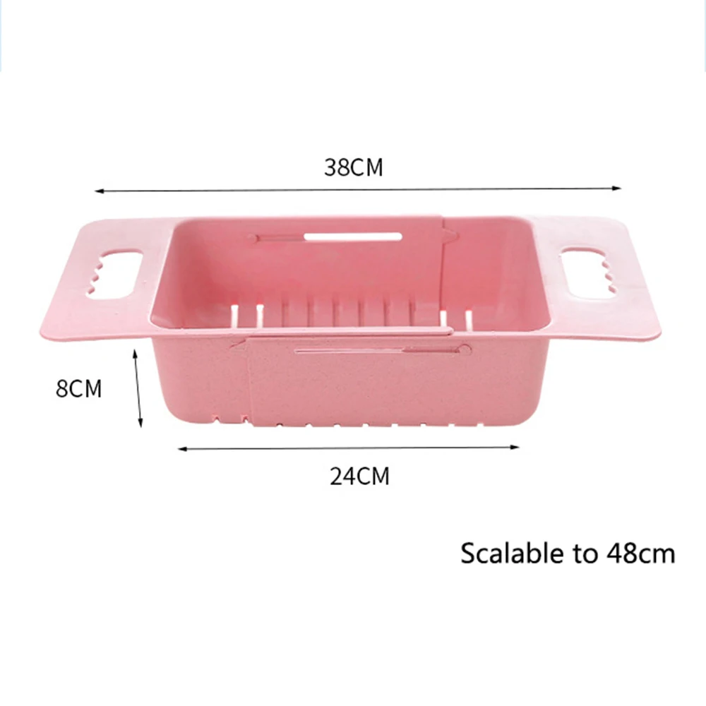 Silicone Retractable Adjustment Sink Wash Vegetable Fruit Drain Basket Drain Rack Colanders Strainer Dry Rack Kitchen Clean Tool (21)