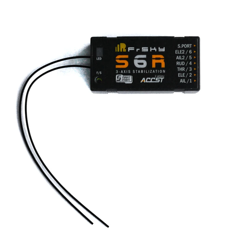 Frsky S6R 6ch Receiver with built-in 3-axis gyro and 3-axis acceleration 
Frsky S6R 6ch Receiver with built-in 3-axis gyro and 3-axis acceleration