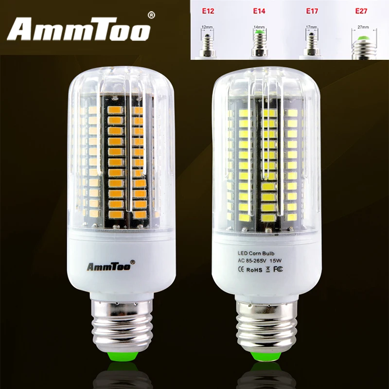 

5736 SMD LED Lamp Corn Bulb E27 E14 E12 E17 3W 5W 7W 9W 12W 15W Led Bulb Light 85-265V 110V 220V Ampoule Led Crystal Chandeliers