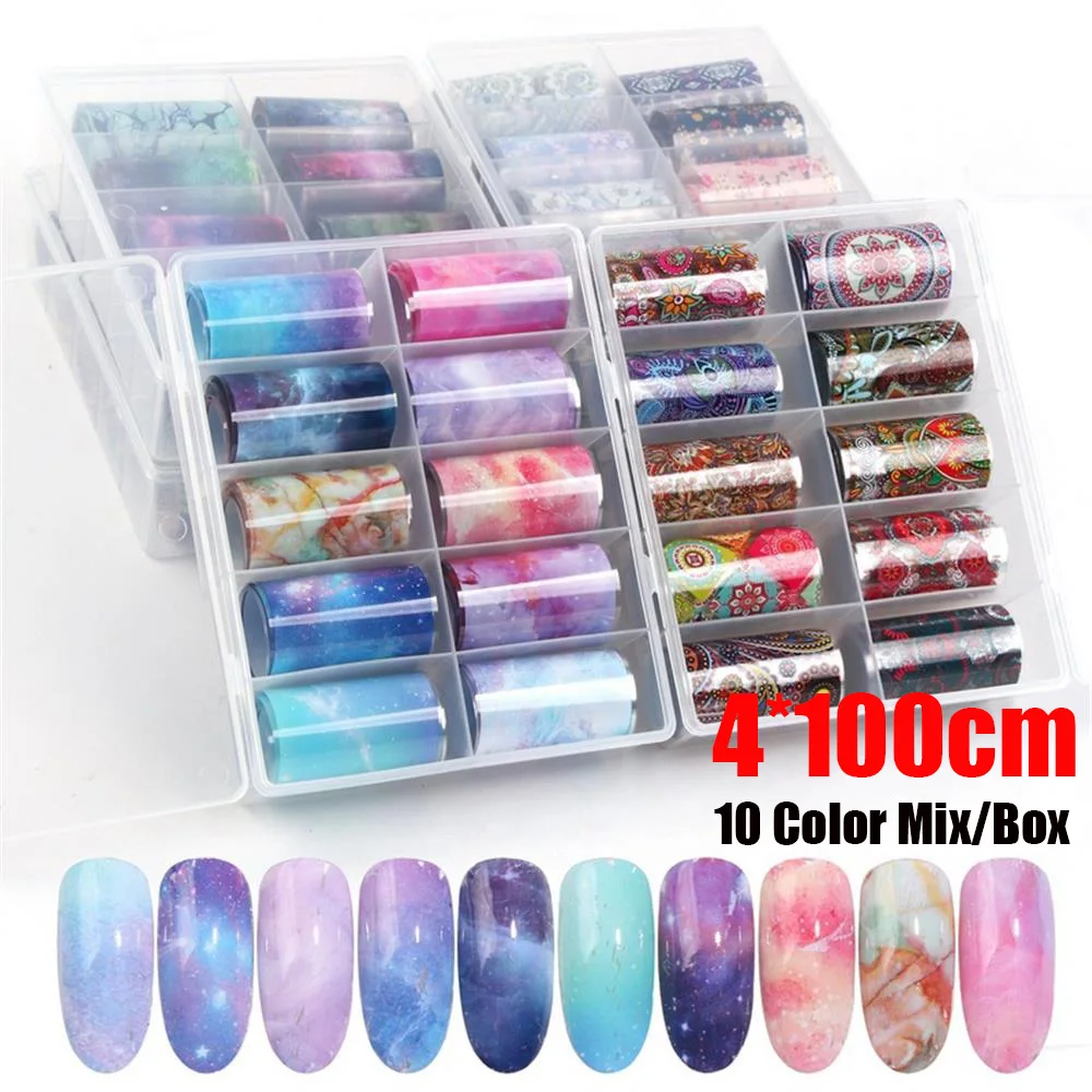 10 Pcs Holographic Nail Foil Set 4*100cm Transparent AB Color Nail Art Transfer Sticker Manicure DIY Holo Sticker Decoration
10 Pcs Holographic Nail Foil Set 4*100cm Transparent AB Color Nail Art Transfer Sticker Manicure DIY Holo Sticker Decoration