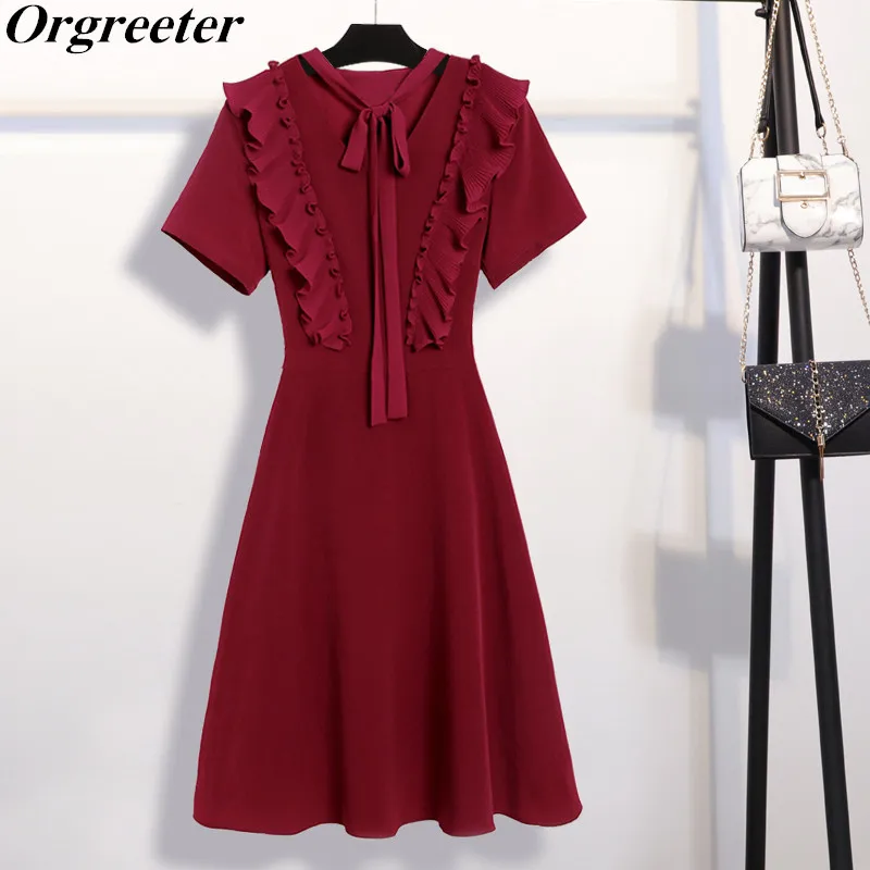 Ruffles Short Sleeve Above knee Dress Women 2019 Summer V-neck Bow Tie up A-Line Dress Elegant Summer Party Dresses
Ruffles Short Sleeve Above knee Dress Women 2019 Summer V-neck Bow Tie up A-Line Dress Elegant Summer Party Dresses
