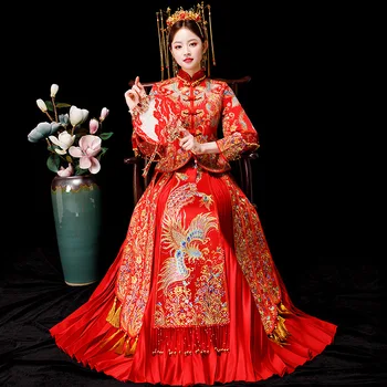 Embroidery Phoenix Royal Women Wedding Cheongsam Marriage Suit Vintage Asian Bridal Dress Tassels RED Traditional Qipao S-XXL
Embroidery Phoenix Royal Women Wedding Cheongsam Marriage Suit Vintage Asian Bridal Dress Tassels RED Traditional Qipao S-XXL