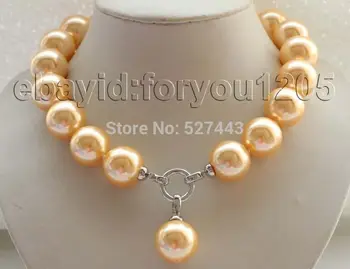 Prett Lovely Women's Wedding Wholesale >>17.5" Genuine Natural 20mm Golden Round Shell Pearl Necklace pendant
Prett Lovely Women's Wedding Wholesale >>17.5" Genuine Natural 20mm Golden Round Shell Pearl Necklace pendant