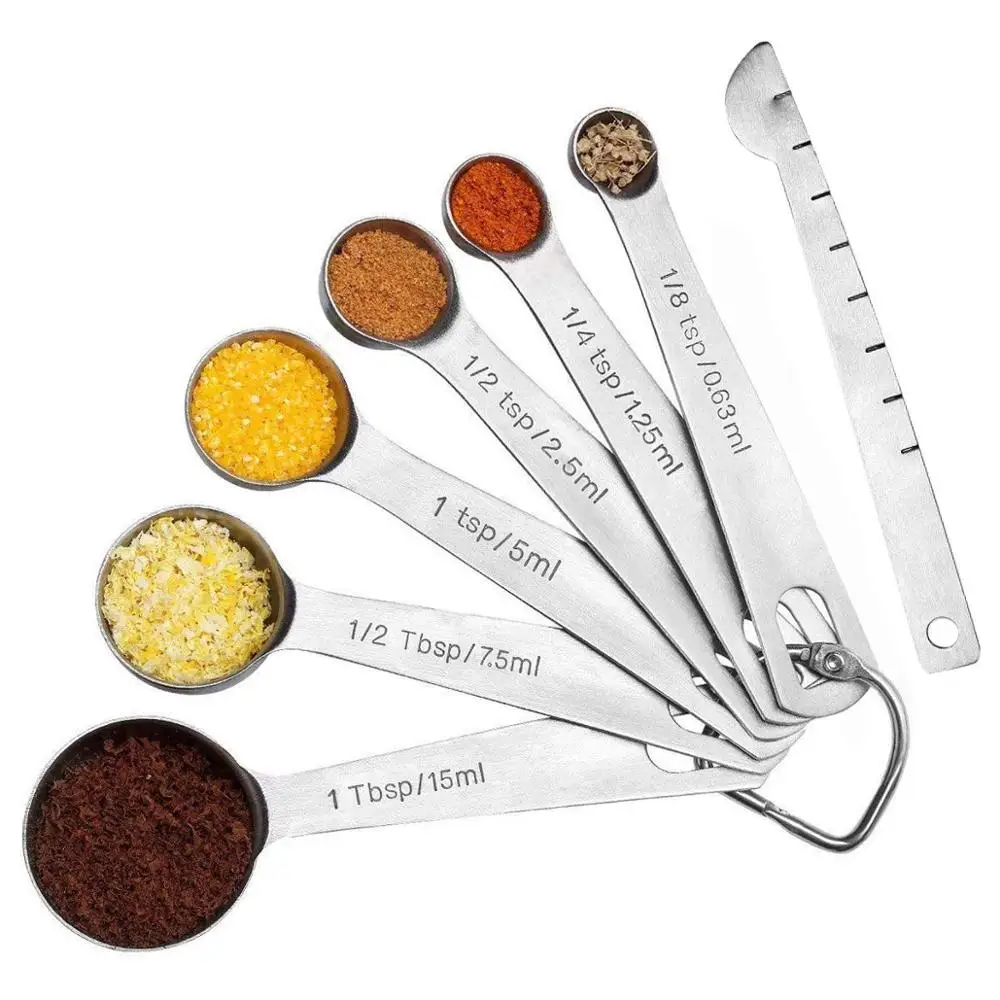 8 piece Stainless Steel Measuring Spoons Set, 7 Measuring Spoons for Dry and Liquid Ingredients + 1 Measuring Ruler for Baking
8 piece Stainless Steel Measuring Spoons Set, 7 Measuring Spoons for Dry and Liquid Ingredients + 1 Measuring Ruler for Baking
