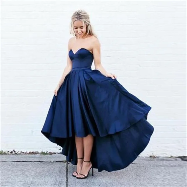 Lovely High Low Navy blue Prom Dresses 2019 A Line Sweetheart Party Dress For Teens Graduation Evening Gowns customized
Lovely High Low Navy blue Prom Dresses 2019 A Line Sweetheart Party Dress For Teens Graduation Evening Gowns customized
