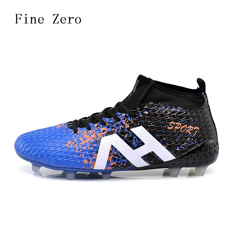 Image Fine Zero 2017 Mens Soccer Boots High Ankle Red Blue spike sole male  Professional Football Boots Kids Training Game Shoes