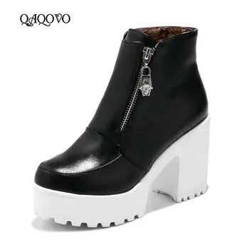 Square High Heel Ankle Boots Women Fashion Platform Side Zipper Boots Round Toe Autumn Winter Ladies Shoes White Balck 2019
Square High Heel Ankle Boots Women Fashion Platform Side Zipper Boots Round Toe Autumn Winter Ladies Shoes White Balck 2019