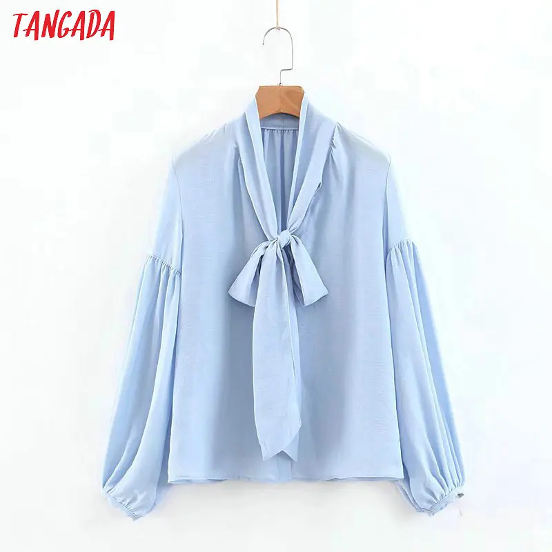 Tangada women sky blue chiffon blouse bow tie neck lantern sleeve shirts fashion 2019 vintage tops blusas mujer SL62
Tangada women sky blue chiffon blouse bow tie neck lantern sleeve shirts fashion 2019 vintage tops blusas mujer SL62