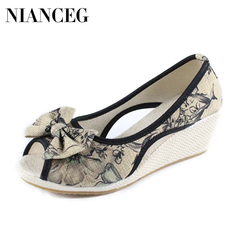 Women Sexy Pumps 2019 Summer Platform Shoes Woman National Style Slip On High Heels Print Bowtie Female Fashion Wedges Sandals
Women Sexy Pumps 2019 Summer Platform Shoes Woman National Style Slip On High Heels Print Bowtie Female Fashion Wedges Sandals