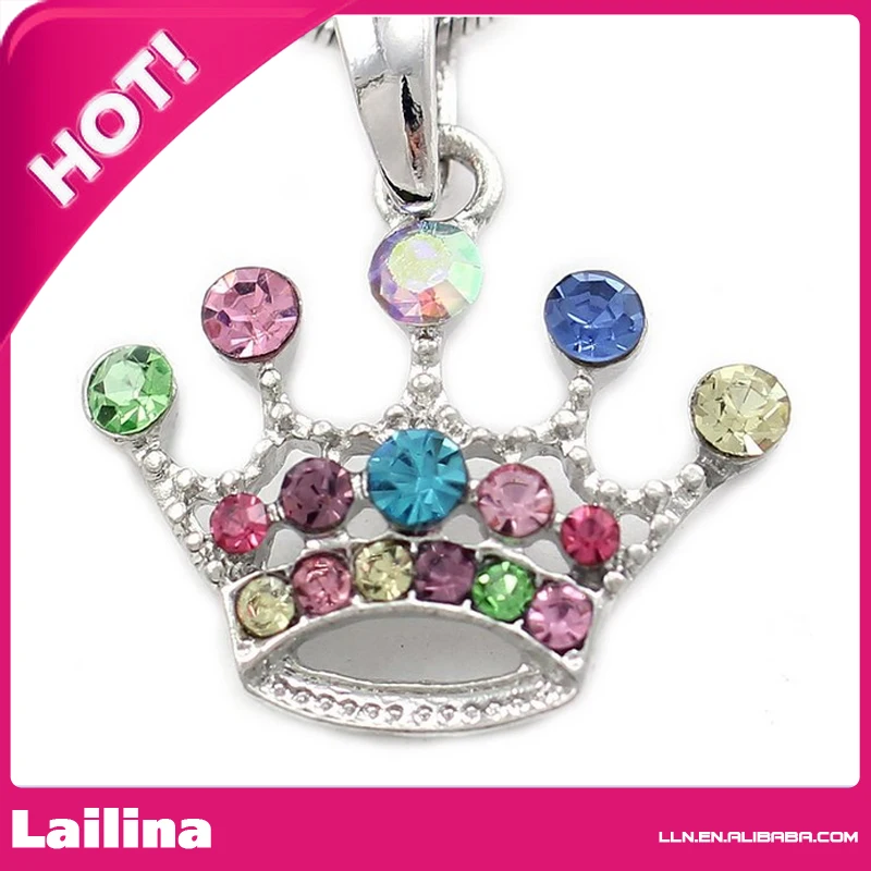 

Multicolor Princess Crown Necklace Tiara Pendant Rhinestones Birthday Party Event Fashion Jewelry