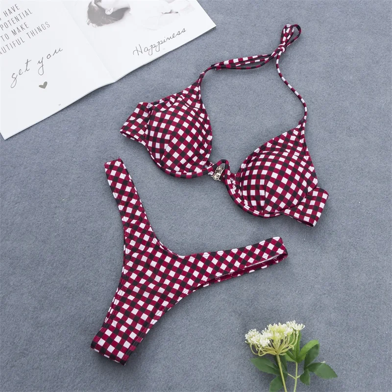 Wome's Plaid Swimsuits Sexy Swimming Suit Push Up Bikini 2019 Mujer Red Girl Separate Swimwear Female Brazilian Bathing Suits
Wome's Plaid Swimsuits Sexy Swimming Suit Push Up Bikini 2019 Mujer Red Girl Separate Swimwear Female Brazilian Bathing Suits