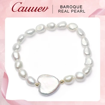 Cauuev Genuine Natural Freshwater Pearl Bracelets for women 12-13mm Heart-shaped pearl Big Button Baroque Pearl Jewelry 2019
Cauuev Genuine Natural Freshwater Pearl Bracelets for women 12-13mm Heart-shaped pearl Big Button Baroque Pearl Jewelry 2019