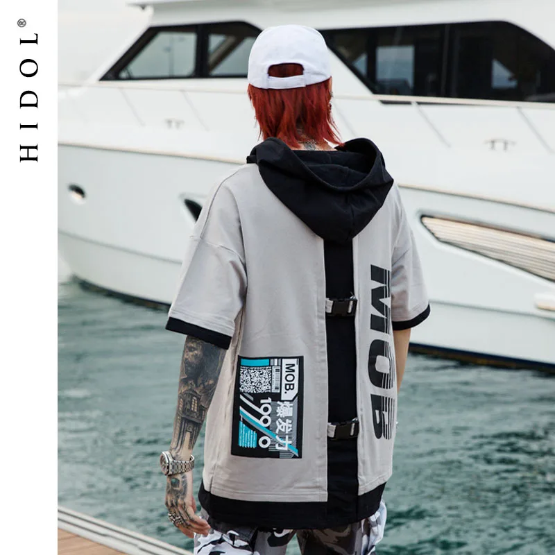 HIDOL 2019 Oversize False Two Piece Hood T-shirt Buckle Patchwork Printed T shirt Hip Hop Swag Tshirt Men Plus Size Loose Tee
HIDOL 2019 Oversize False Two Piece Hood T-shirt Buckle Patchwork Printed T shirt Hip Hop Swag Tshirt Men Plus Size Loose Tee