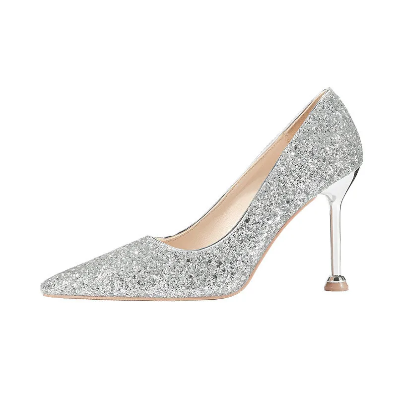 2019 spring and autumn fine with shallow mouth high-heeled nightclub sexy slim sequined women's shoes gray ljj 0510
2019 spring and autumn fine with shallow mouth high-heeled nightclub sexy slim sequined women's shoes gray ljj 0510