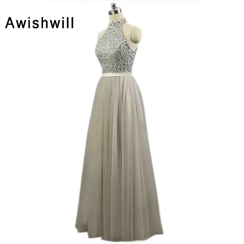Grey Color Evening Long Dress Halter Sequin and Beads Tulle Floor Length Vestido de Noite Longo Elegante Festa Evening Gowns
Grey Color Evening Long Dress Halter Sequin and Beads Tulle Floor Length Vestido de Noite Longo Elegante Festa Evening Gowns