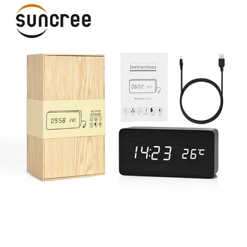 

Suncree Modern Home gift box LED digital Alarm Clock, Despertador Temp+date+time Electronic Digital Table Desktop Clocks