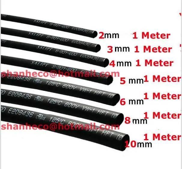 

Heat Shrink Tubes Each 1Meter 2MM 3MM 4MM 5MM 6MM 8MM 10MM Shrinkable Tubing Insulation Cable Sleeves